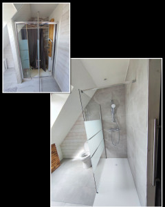 Photo de galerie - Remplacement douche et installation wc broyeur 