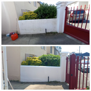 Photo de galerie - Rénovation extérieure d'un muret (peinture de ravalement plus traitement anti humidité)