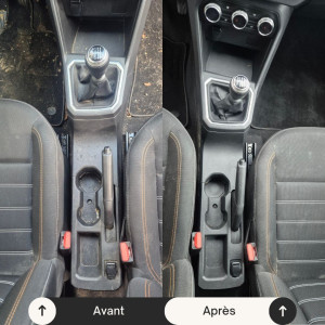 Photo de galerie - Nettoyage intérieur d'un Dacia Sandero. Lavage auto à domicile près de Rouen dans la seine maritime (76) et l'Eure (27)