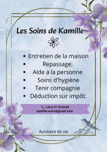 Photo de galerie - Entretien de la maison
Aide a la personne
Soins d'hygiène
Tenir compagnie 