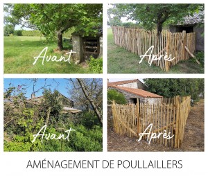Photo de galerie - Nettoyage du terrain et restauration du petit bâti, aménagement et pose de clôtures sur mesure en châtaignier avec la création de portillons.