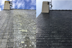 Photo de galerie - Avant et après du nettoyage des ardoises