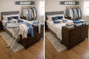 Photo de galerie - Repassage soigné et organisation de vêtements. Travail propre, rapide et de qualité.