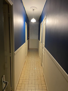 Photo de galerie - Réfection d un couloir, dépose du vieux papier, enduit des murs , peinture des murs et des portes