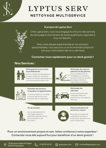 Photo de galerie - Nous offrons un large éventail de services de
nettoyage et d'entretien adaptés à vos besoins,
qu'il s'agisse de bâtiments, d'espaces industriels,
ou de services personnalisés.