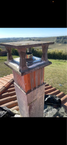 Photo de galerie - Rallongement chemine bosson avec tuyau chapeau et crépi 