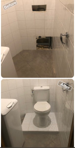 Photo de galerie - Passage d’un wc suspendu à un wc posé 