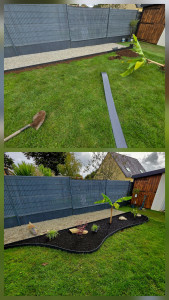 Photo de galerie - Creation d'un massif avec bordures pvc et pouzzolane noire