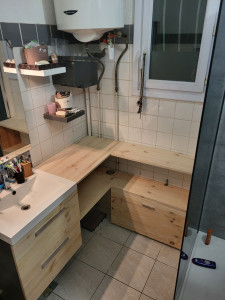 Photo de galerie - Transformation du baignoire en douche avec réalisation d'un plan de travail 