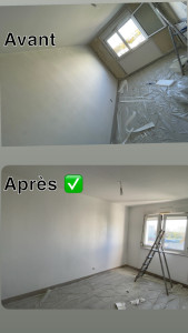 Photo de galerie - Pose de toile de verre et mise à blanc 