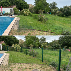 Photo de galerie - Pose de clôture rigide + portillon pour Gîte aménagé coin Piscine.