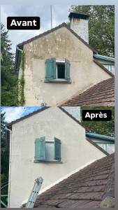 Photo de galerie - Travaux réalise aujourd’hui  Nettoyage du pignon  rebouchage au crépis  Application de deux couches de peinture (Zolpan)  