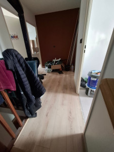 Photo de galerie - Pose parquet , peinture mural 