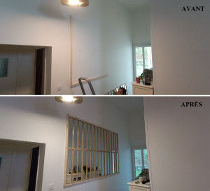 Photo de galerie - A la demande de la cliente, réalisation d'un cadre en tasseaux 22x35 pour associer 10 cadres miroirs ensemble