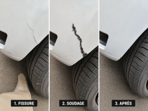 Photo de galerie - Soudure et finition dune fissure sur par choc arrière 