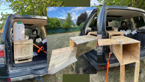 Photo de galerie - Création d’un meuble pour une voiture en palette et OSB 