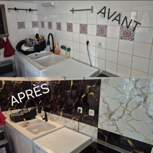 Photo de galerie - Pose de dalles autocollantes 