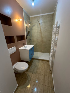 Photo de galerie - Créer Sion de niche dans un mur en Placo Et remodifié toute la salle de bain incomplète et remise à neuf entre le bac à douche faïence 
