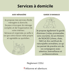 Photo de galerie - Aide ménagère et garde d’animaux 