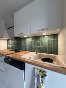 Photo de galerie - Pose de carrelage type Zellige vert à La riche 37520