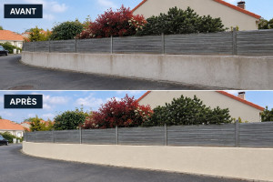 Photo de galerie - Décapage, reprise des fissures, et peinture sur muret