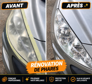 Photo de galerie - Rénovation de phare optique sur Peugeot 308