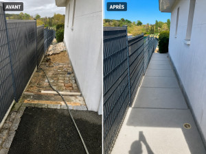 Photo de galerie - Dépose pavé suivi de création de marches béton