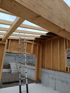 Photo de galerie - Création d'un garage en charpente bois avec étanchéité 