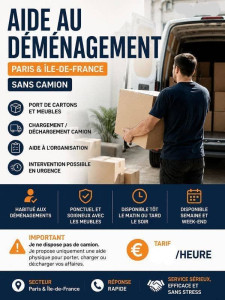 Photo de galerie - Pour vos déménagements, je ne dispose pas de camion mais je propose uniquement une aide physique pour porter vos charges ou décharger vos affaires sans crainte. Une bonne condition physique pour port des charges lourdes. 