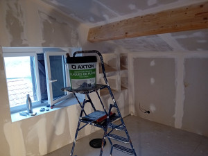 Photo de galerie - Création chambre étage rail placo bandes et finition 