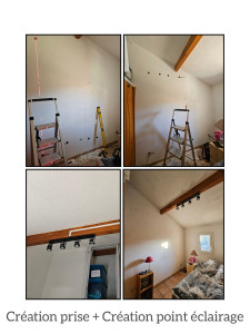 Photo de galerie - Alimentation et pose d'un éclairage au plafond + création d'une prise de courant.