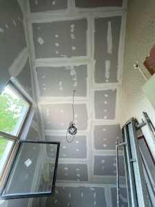 Photo de galerie - Pose du placo et les joints 