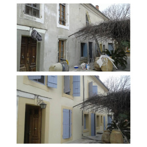 Photo de galerie - Reprise des tableaux / traitement des fissures/ mise en peinture 
peinture volet 