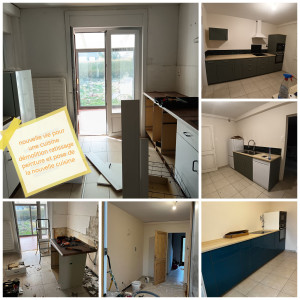 Photo de galerie - Pose nouvelle cuisine démolition ratissage peinture et pose de la nouvelle cuisine