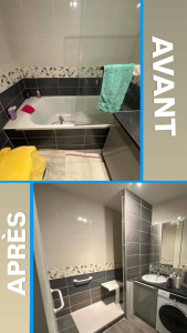 Photo de galerie - Baignoire en douche équipés en pmr pour personnes âgées. 