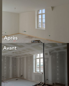 Photo de galerie - Préparation des murs et plafonds plus mis en peinture.                                                    (peinture haute qualité)