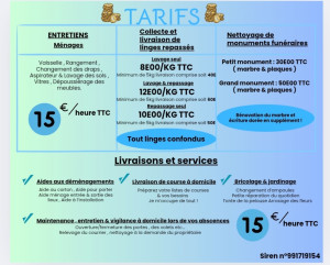 Photo de galerie - Mes tarifs avec toutes les différentes prestations 