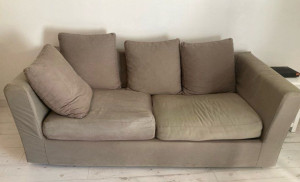 Photo de galerie - Nouvelles housses pour ce canapé convertible, confection de 2 coussins de dossier au lieu de 4, tellement plus confortable !