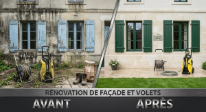 Photo de galerie - Nettoyage façade est rénovation de vos volets pour une maison rajeunit. 