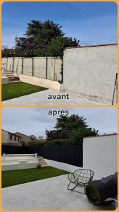 Photo de galerie - Rénovation extérieure : peinture et installation d'un brise-vue.