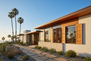 Photo de galerie - Installation de volets en bois sur mesure avec finitions propres et ajustement parfait.