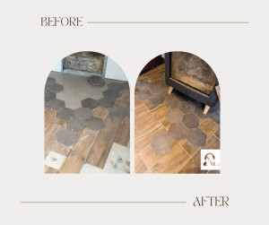 Photo de galerie - Carrelage sous un poêle 