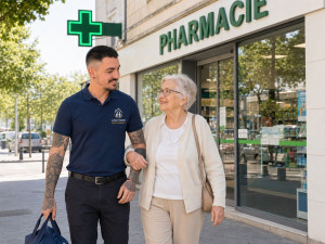 Photo de galerie - Accompagnement aux rendez-vous 
et déplacements du quotidien, 
dont les passages en pharmacie.