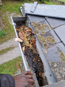 Photo de galerie - Nettoyage de gouttière bouchée par feuille des arbres
