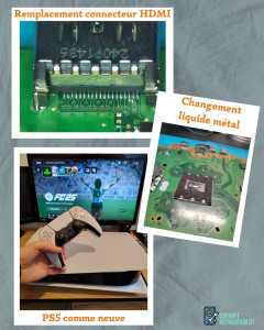 Photo de galerie - PlayStation 5 - Pas d'image sur la télé 
remplacement du port HDMI + nettoyage et changement liquide Métal 