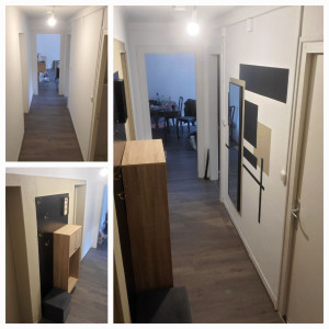 Photo de galerie - Couloir complet avant/ après.
peinture, montage et fixation de meuble 