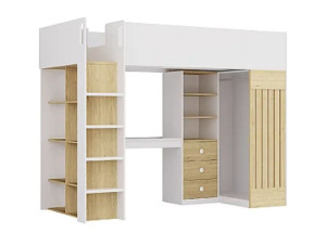 Photo de galerie - Lit mezzanine avec penderies et bureau 