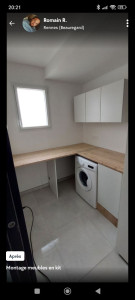 Photo de galerie - Aménagement de buanderie , pose des meubles et plan de travail 