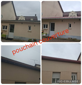 Photo de galerie - Remplacement toiture tole fibro ciment par du bac acier isolé en 100mm.

pose de gouttière en zinc. 

pose sous face imitation bois. 