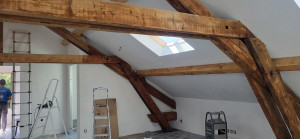 Photo de galerie - Lissage- peinture murs et poutre
